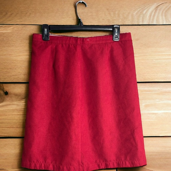 Christopher & Banks Size 8 Suede-Feel Red Back-Button Lined Skirt Professional - Picture 1 of 3